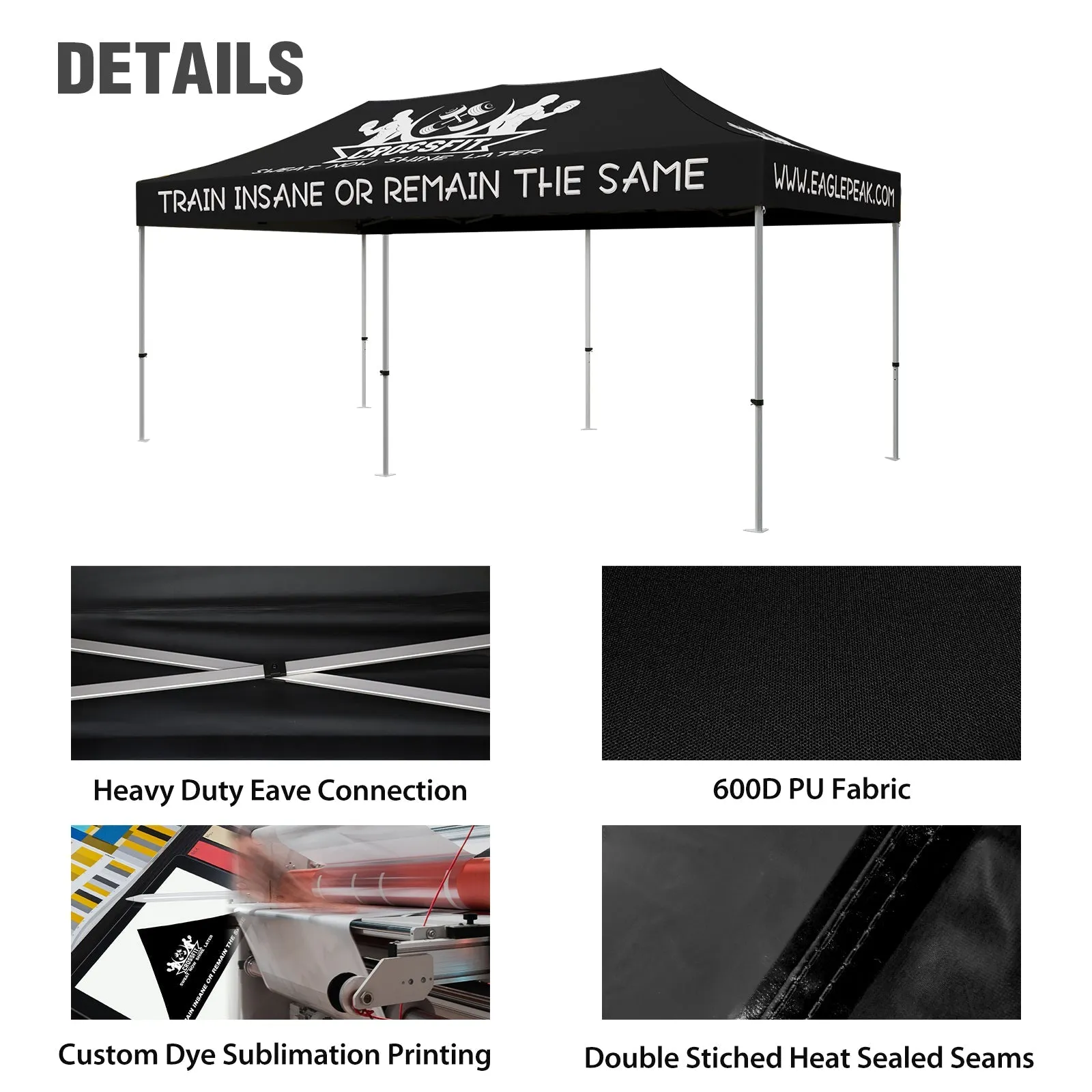 EAGLE PEAK 40mm Hex Leg Aluminum Commercial Custom Canopy Tent 10x20  - CLICK TO CONFIGURE - Package Prices Start at $1399.00