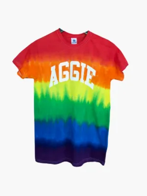 Handmade NCAT Aggie NC A&T Pride Ombre Rainbow Short Sleeve Crew Fringe or Spider Web Back Design Summer T-Shirt