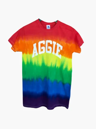 Handmade NCAT Aggie NC A&T Pride Ombre Rainbow Short Sleeve Crew Fringe or Spider Web Back Design Summer T-Shirt