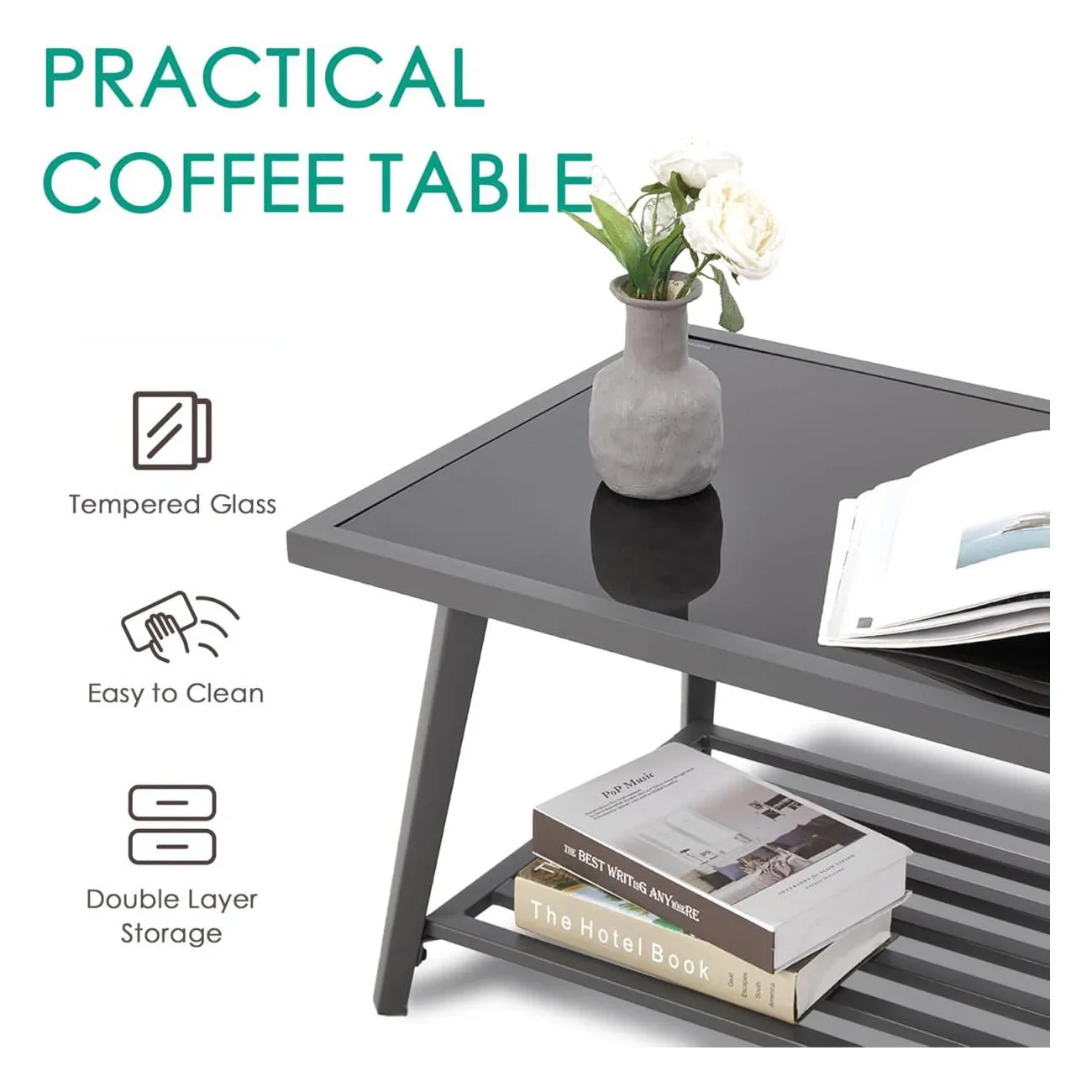 Homrest 6 Pieces Patio Furniture Set with Woven Swivel Sofa Set and Coffee Table, Dark Gray