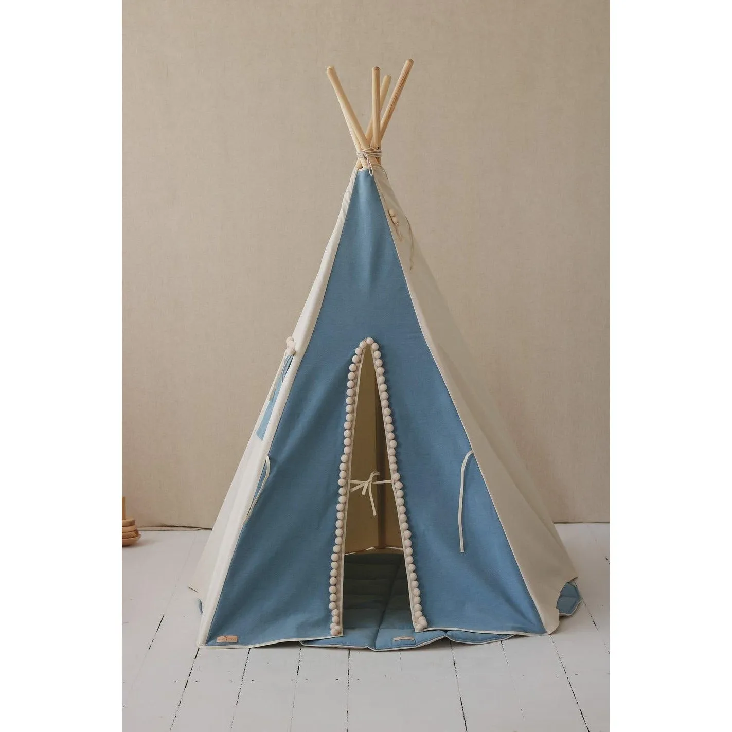 Jeans Teepee Tent with Pompoms