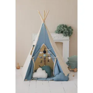 Jeans Teepee Tent with Pompoms