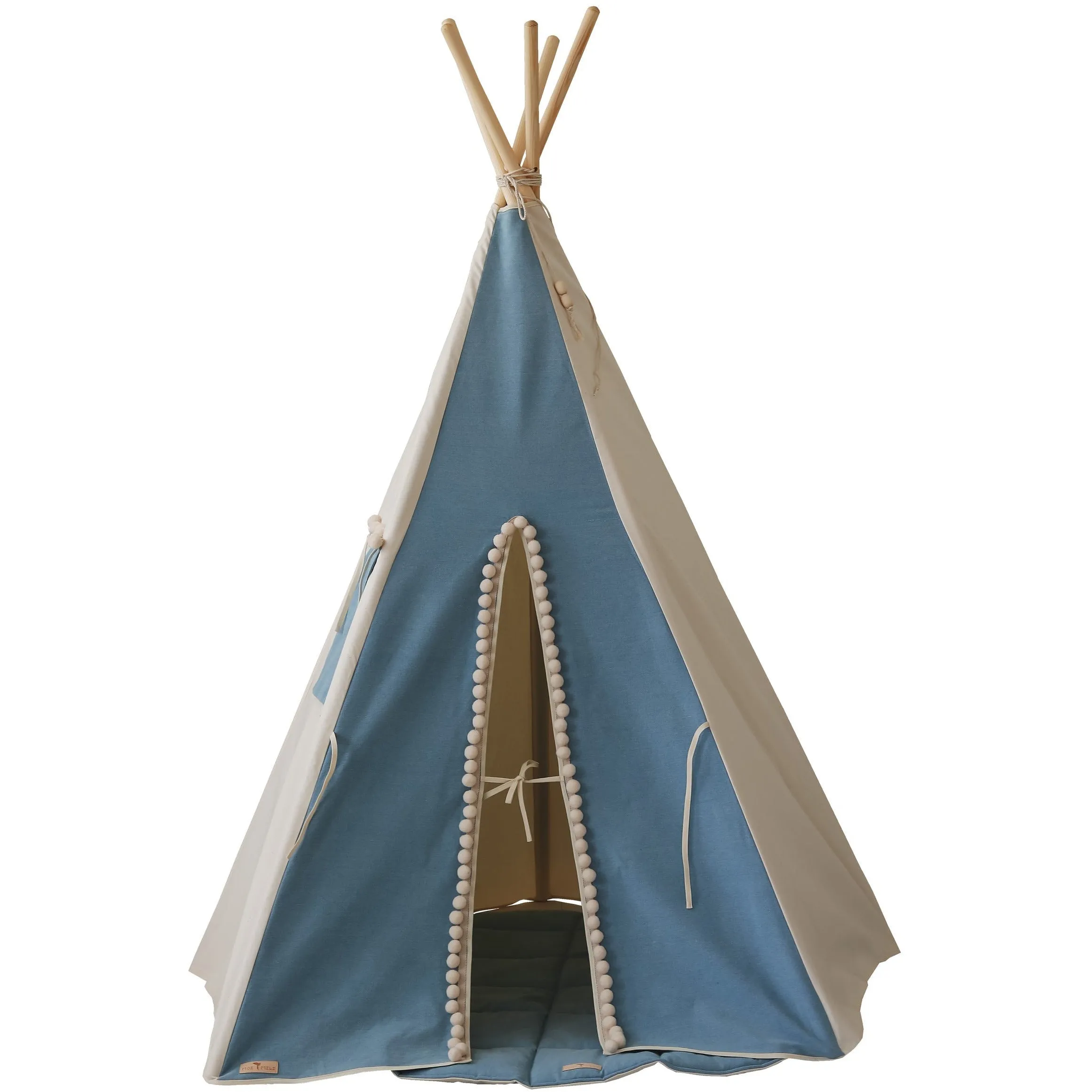 Jeans Teepee Tent with Pompoms