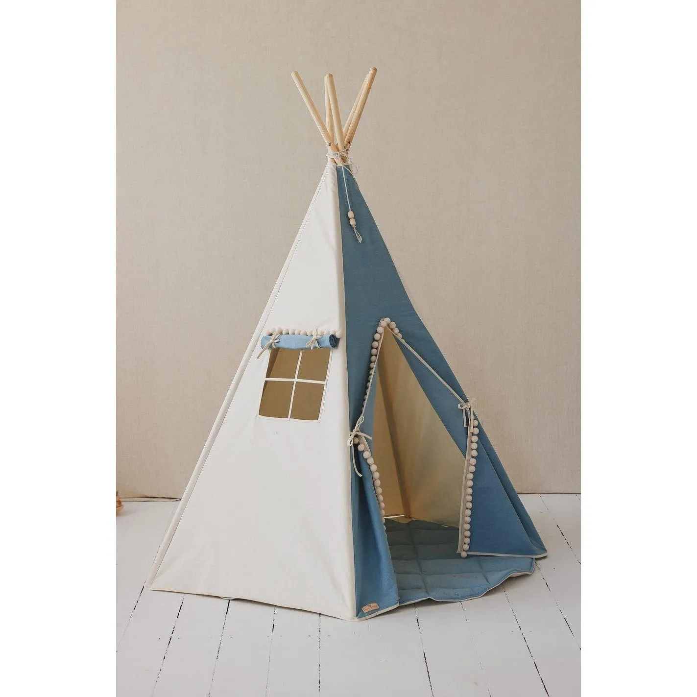Jeans Teepee Tent with Pompoms