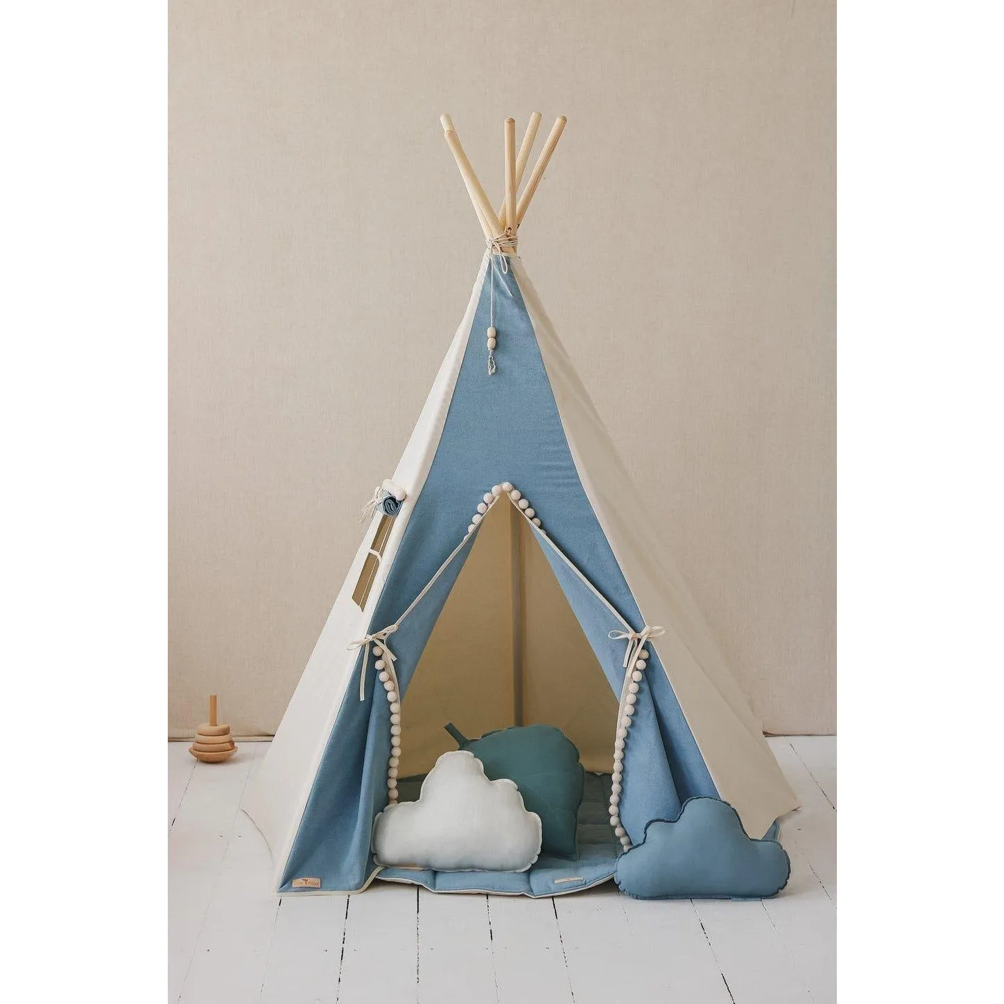 Jeans Teepee Tent with Pompoms