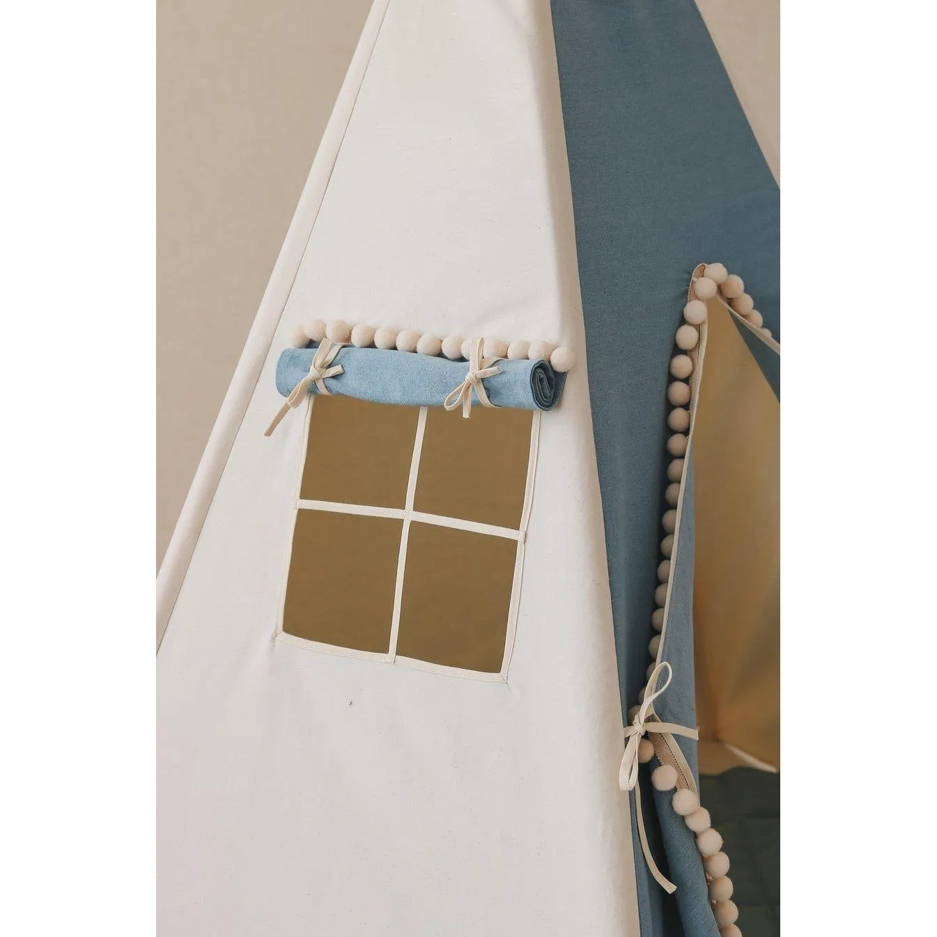 Jeans Teepee Tent with Pompoms