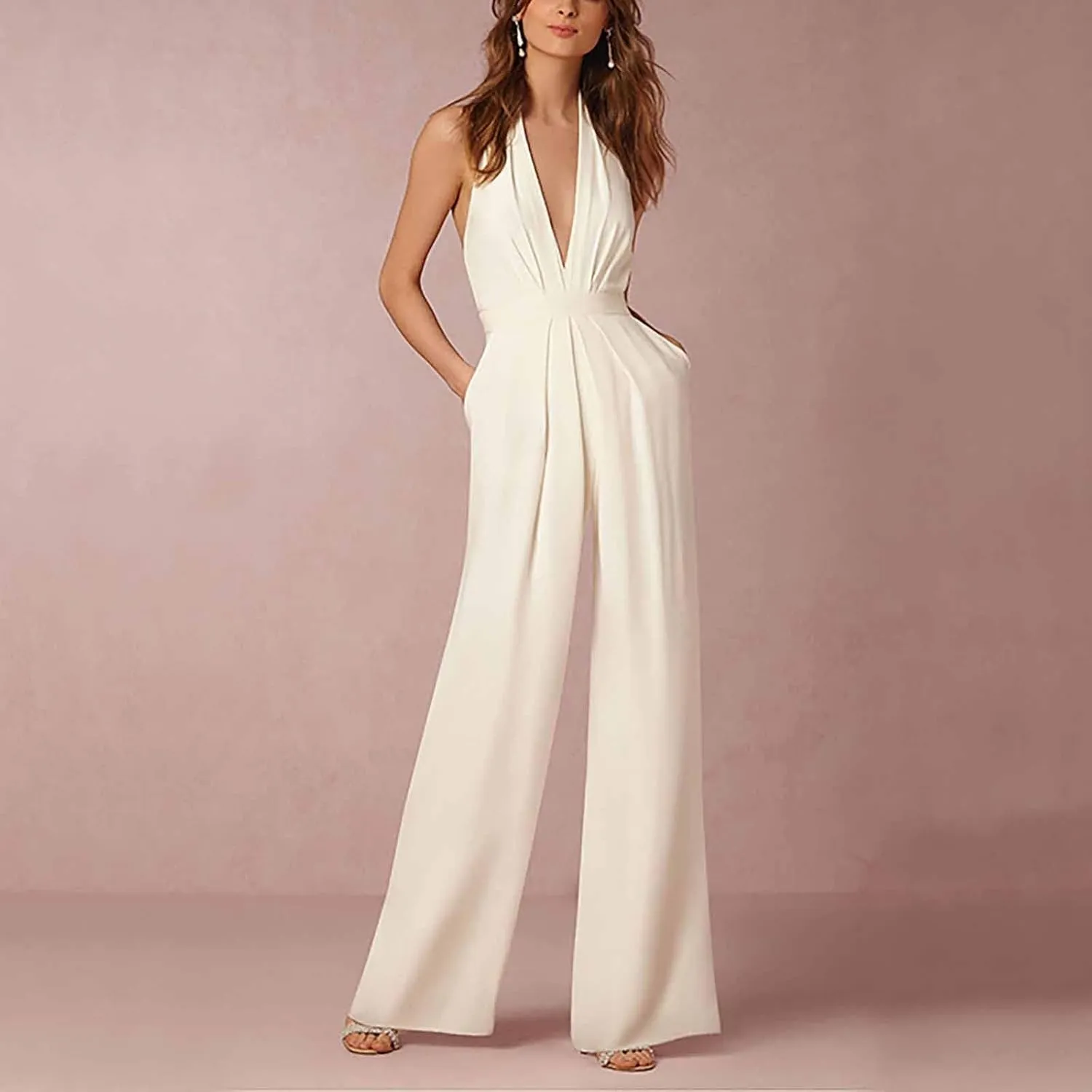 Jogging Pants for Women,Women's Banquet Dress Jumpsuit Sexy Hanging Neck Women's Trousers Spring&Summer Clothing