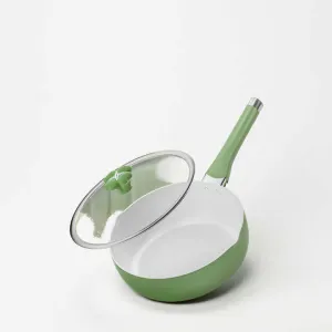 Light Green Flat Non-Stick Household-مقلاة معدنية مسطحة