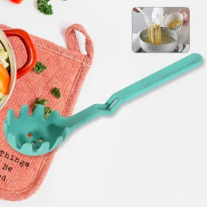 Premium XL Silicone Pasta Fork, High Heat Resistant to 600F, Hygienic One Piece Design, Spaghetti Strainer & Server Spoon