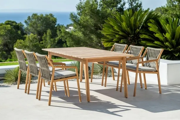 RITZ TEAK 7 PIECE DINING SET - 40" x 94" Ritz Teak Dining Table and 6 Chairs