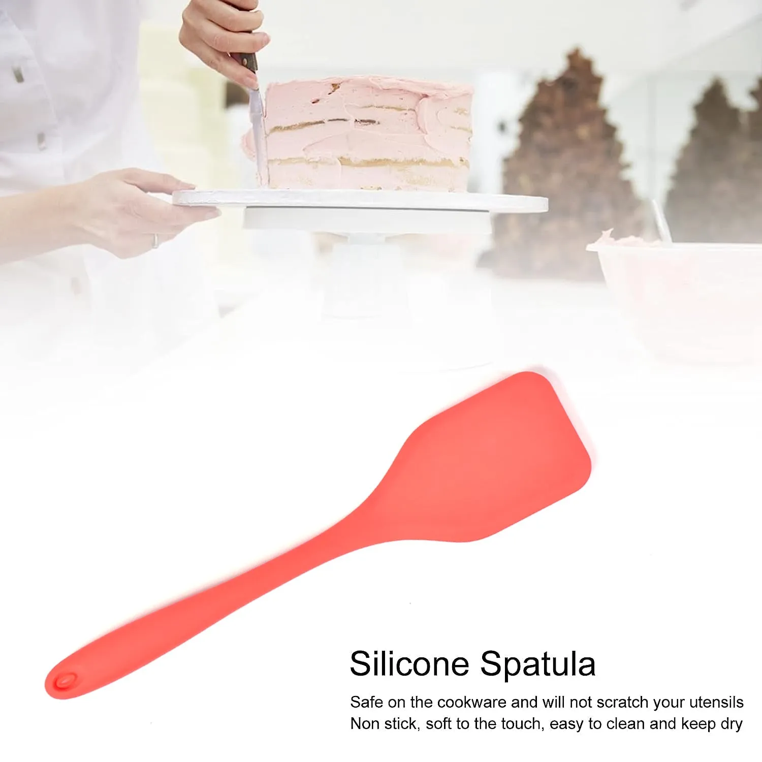 Silicone Spatula Spoon, High Heat Resistant to 480F, Hygienic One Piece Design, Large Non Stick Cooking Utensil (30cm)
