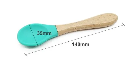 Silicone Spoons with the wooden handle (Mustard & Sage Green)