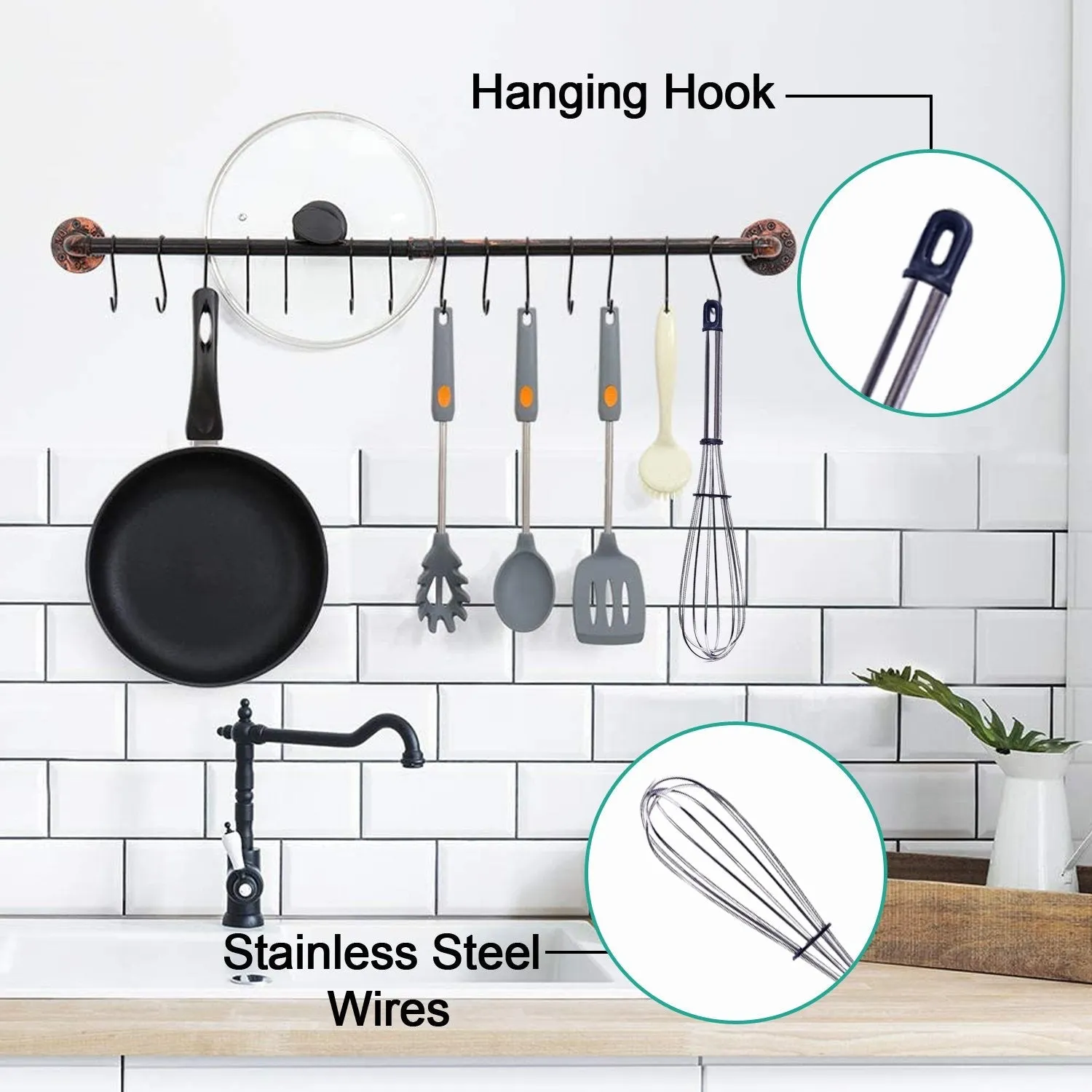Stainless Steel Wire Whisk,Balloon Whisk,Egg Frother, Milk & Egg Beater (8 inch)
