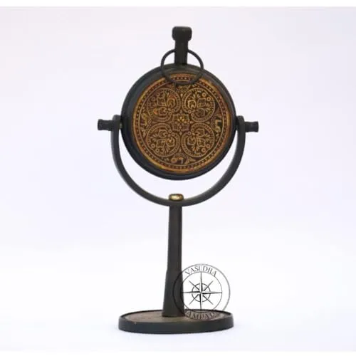 VASUDHA SAMPADA Handicrafts | Antique Brass Table Stand Clock | for Home Study Living Room Home& Office | Decor Showpiece Collectible Item - Black