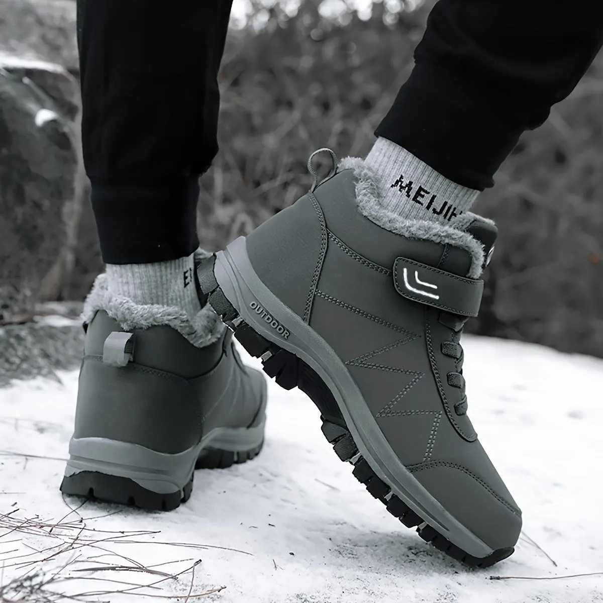 Winter Hiking Boots - Superior Slip Resistant, Thermal Insulated, Windproof, and Faux Fur Lined - Mens Snow Boots for Cold Weather